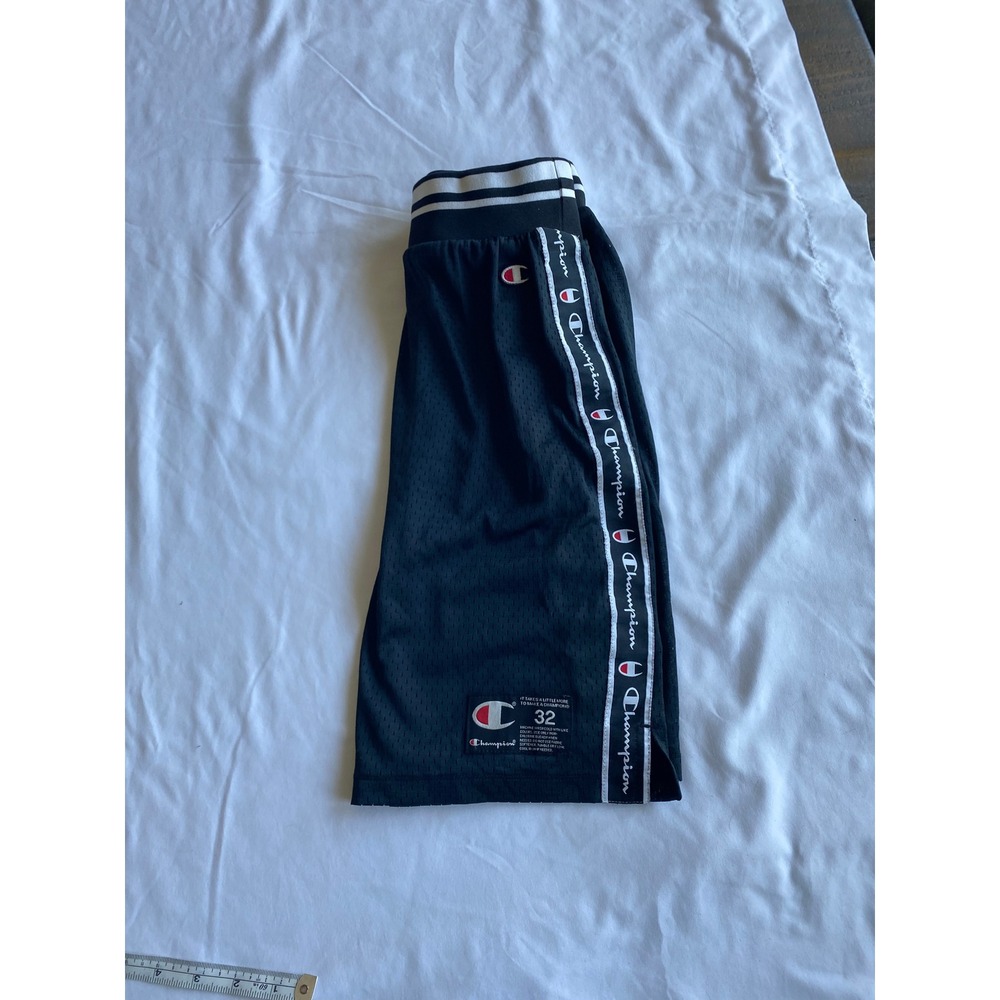 Champion Women Logo Tape Mesh Athletic Mini Skirt Size 32 Black White
